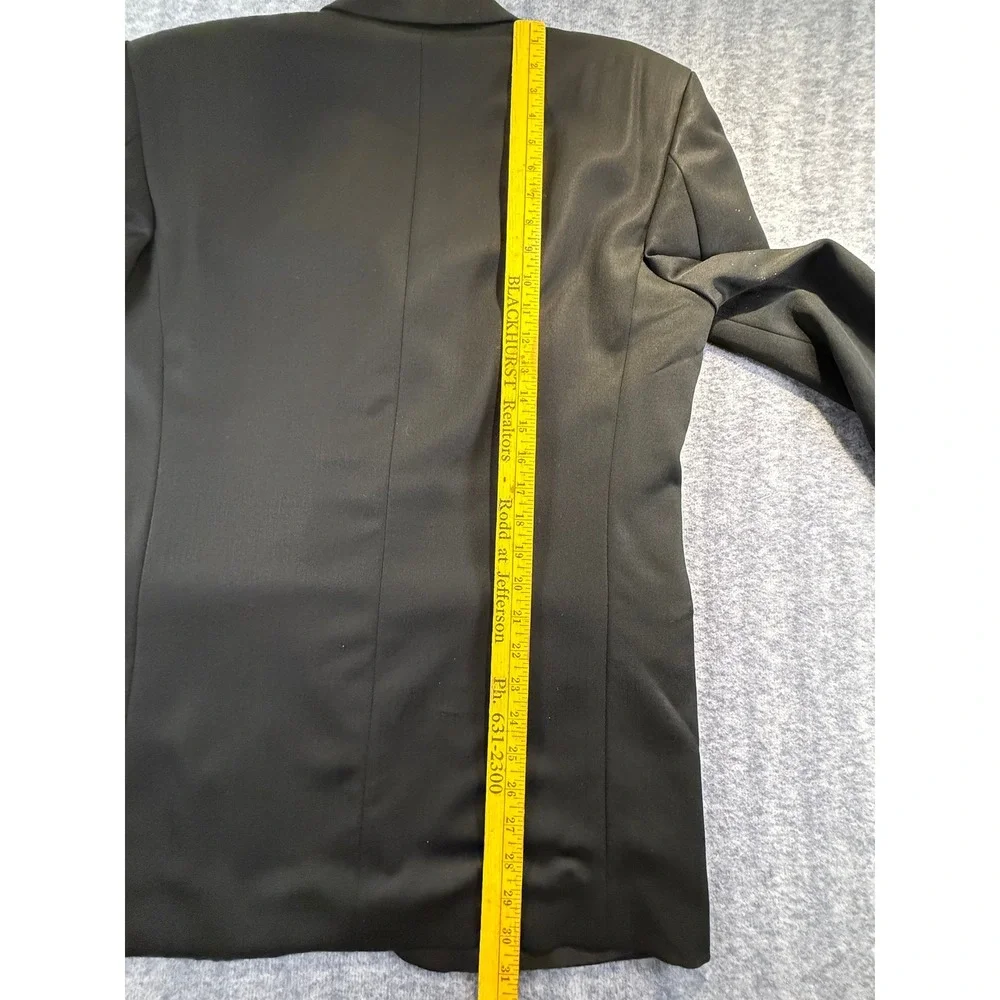 Albert Nipon Mens Suit Blazer Black 3 Button Wool Blend Jacket Formal Business
